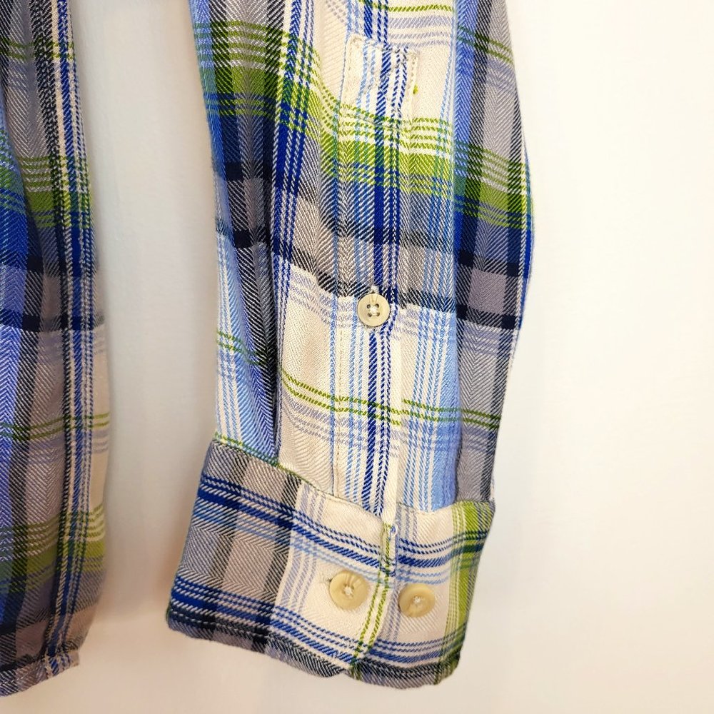 Tommy Bahama White Blue Green Plaid Long Sleeve Button Up Shirt, Size XL, EUC - Picture 6 of 10